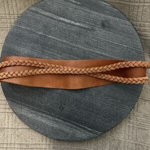 ADA Collection Braided Leather Wrap Belt Size M/L Argentinean Tan Snap Buckle